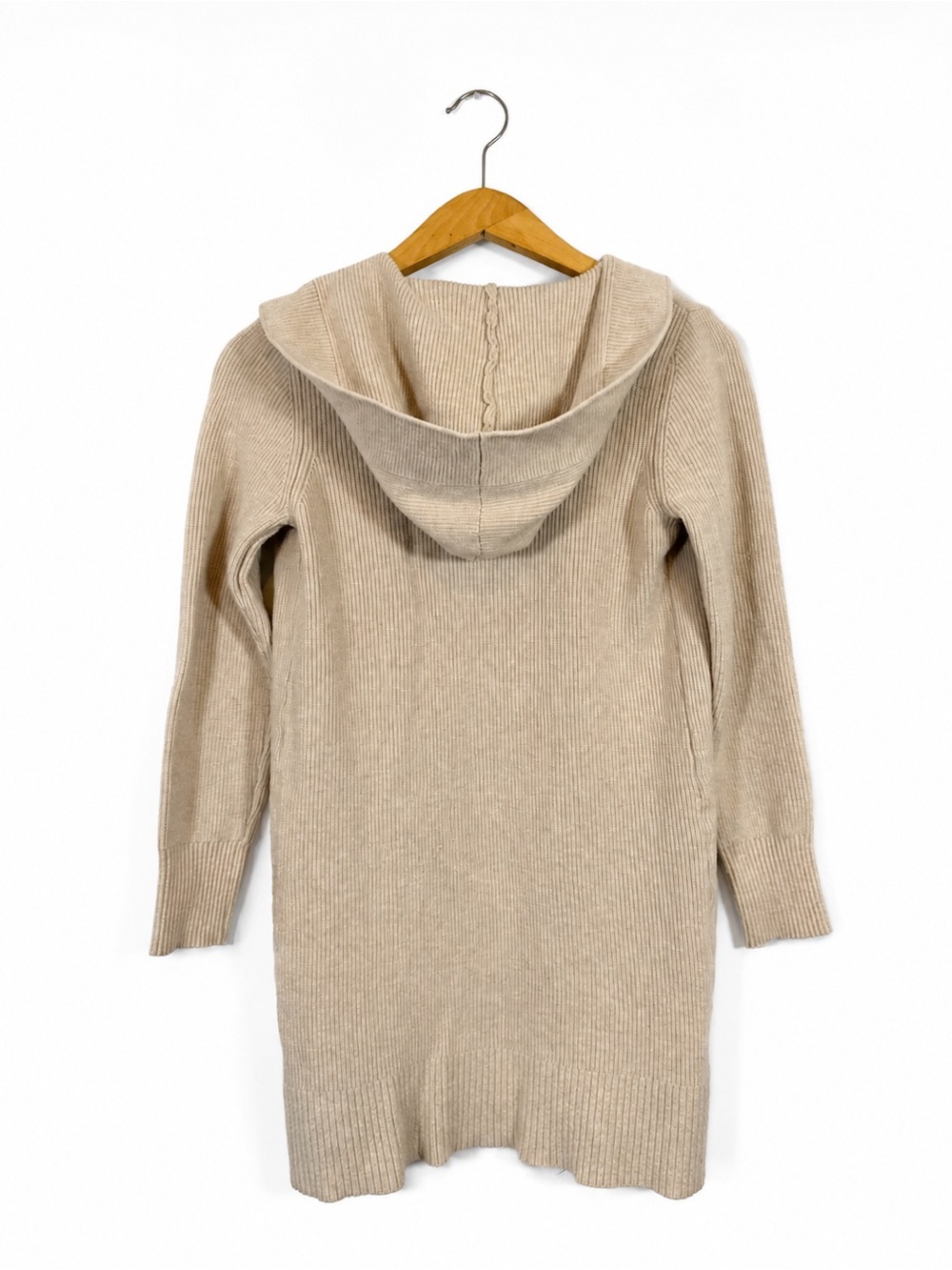 Belldini Hooded Duster Cardigan Size S Tan Cozy Lounge Sweater Fall Layering - Picture 2 of 8
